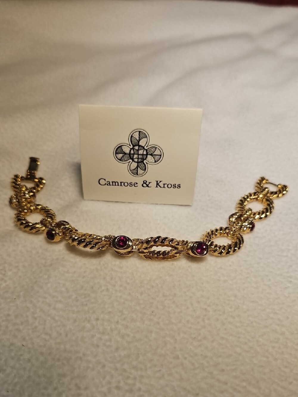 CAMROSE KROSS JBK Jacqueline Jackie Kennedy Bold Rope Simulated Ruby Bracelet